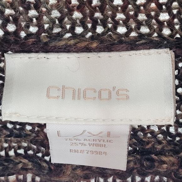 Chico's Brown Chuck Knit Cowl Neck Unstructured Cozy Bohemian Sweater - Picture 4 of 12